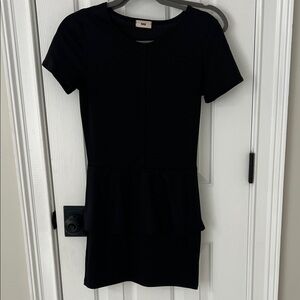 Tobi Black Mini Dress with Peplum Accent